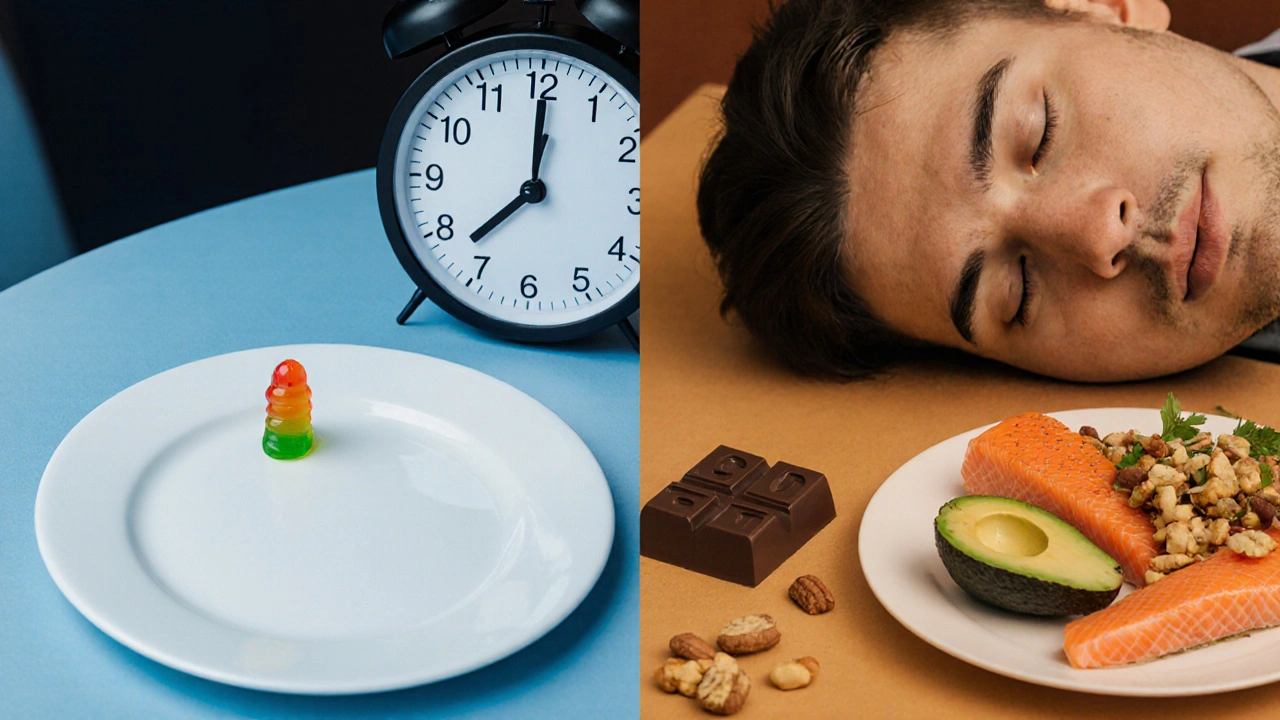 Vergleich zweier Essenssituationen: nüchtern mit Angst vs. mit Mahlzeit mit Ruhe.