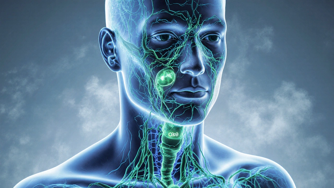 Abstrakte Darstellung des Nervensystems, das durch CBD beruhigt wird.