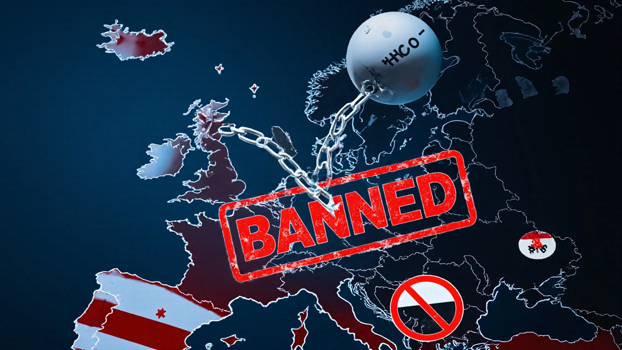 Molekülstruktur von HHC-O, die in ein verbotenes-Siegel zerfällt