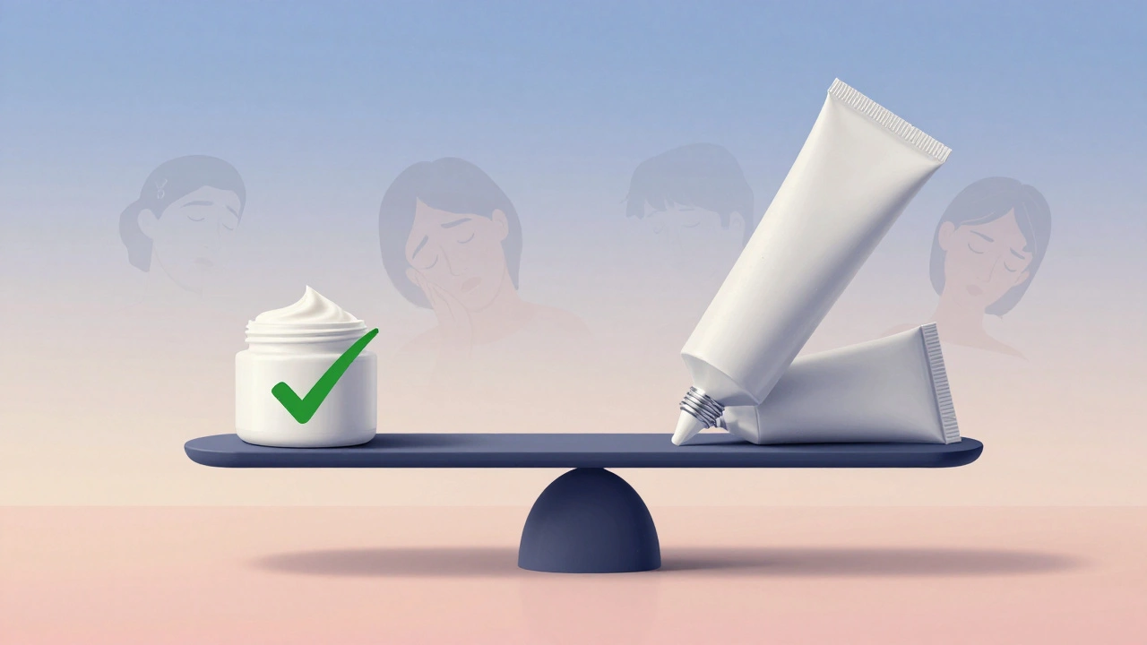 Waage zeigt die ideale Menge CBD-Creme gegenüber übermäßigem Gebrauch.