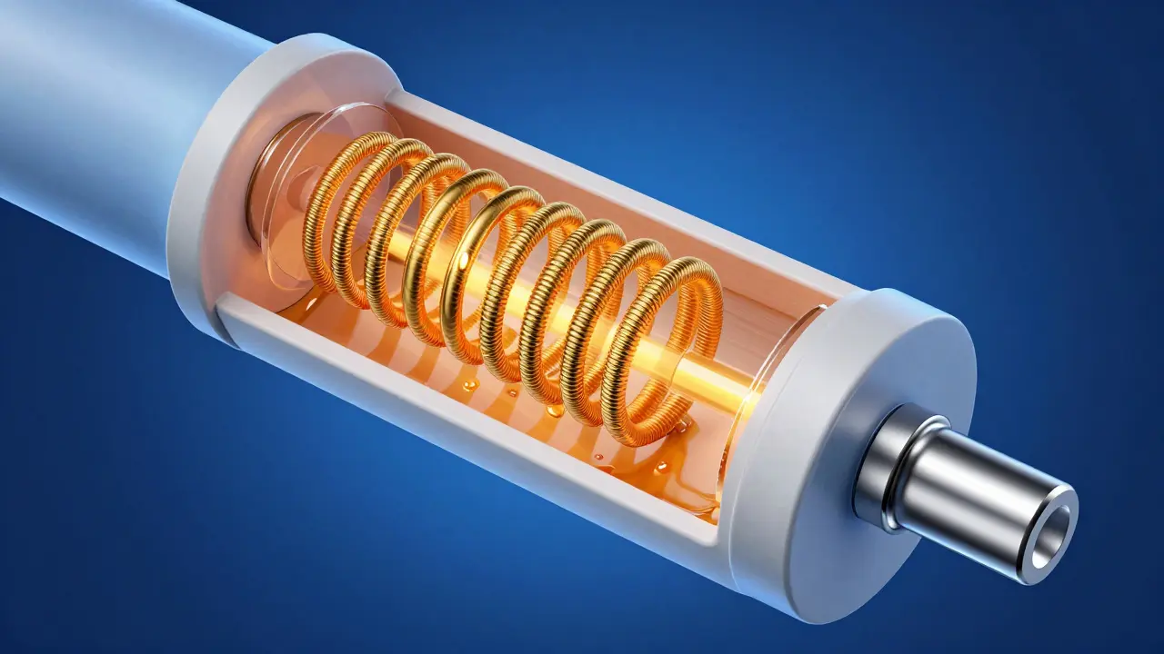 Technische Darstellung einer Heizspirale beim Verdampfen von Liquid.