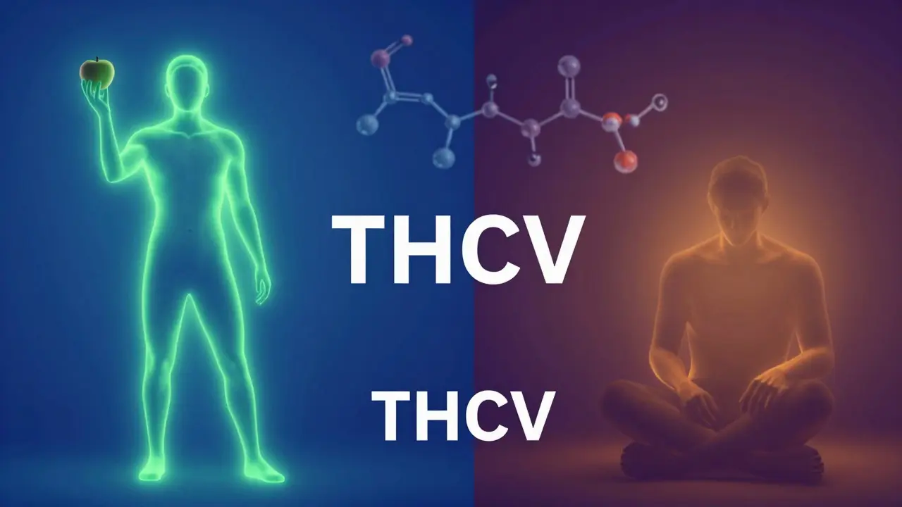 Konzeptkunst: Biphasische Wirkung von THCV dargestellt