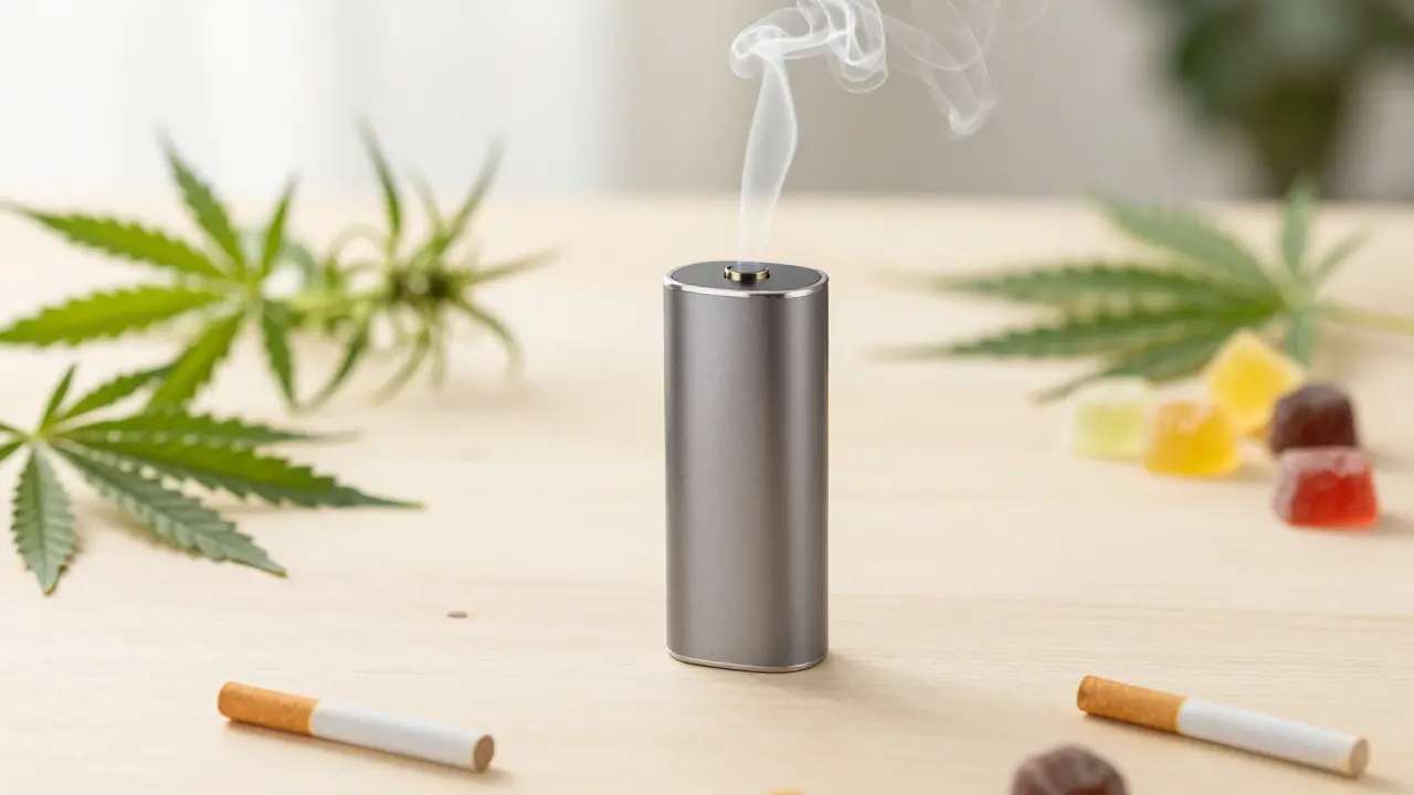 Vaporizer auf einem Tisch als Alternative zum Rauchen von Zigaretten oder Joints