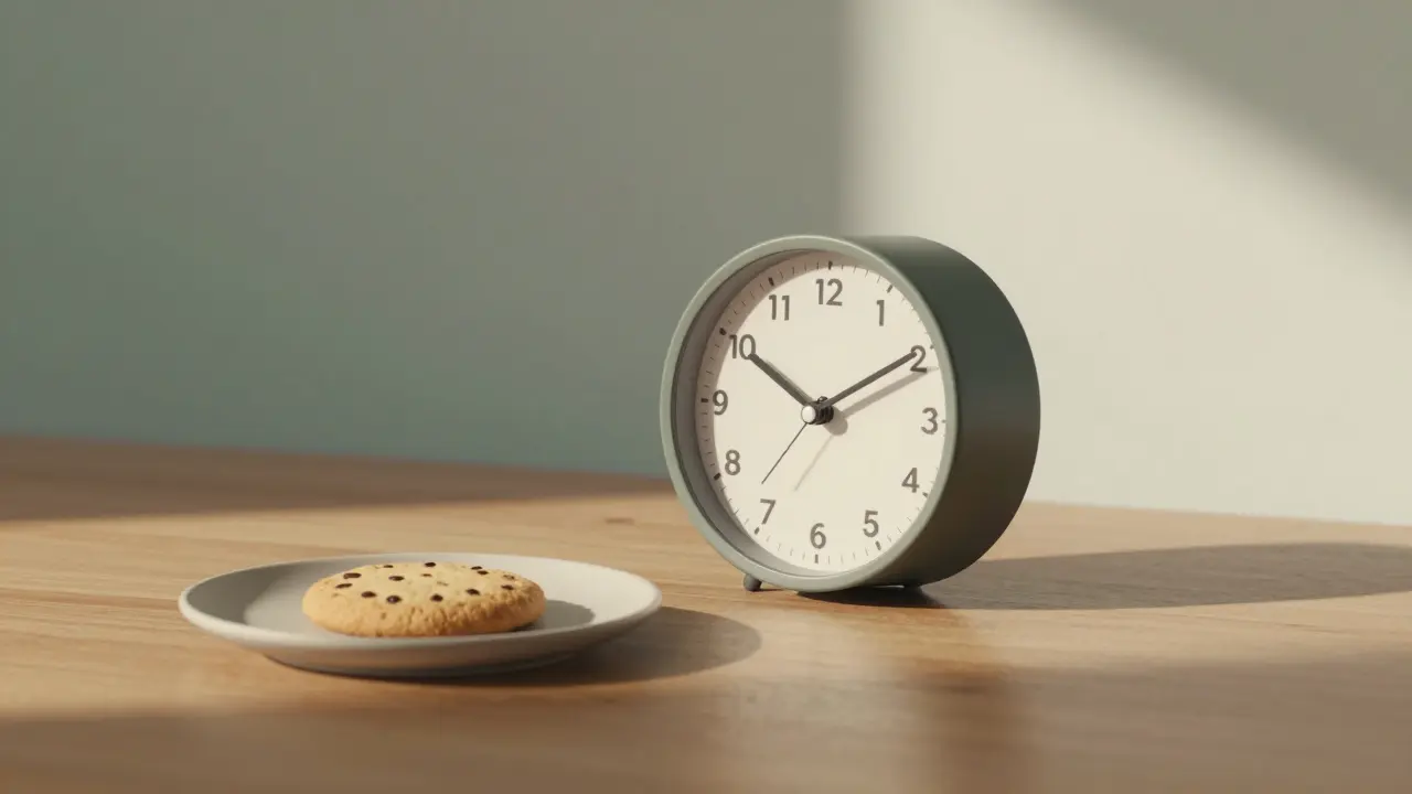 Eine Uhr und ein Cookie symbolisieren die verzögerte Wirkung von Edibles