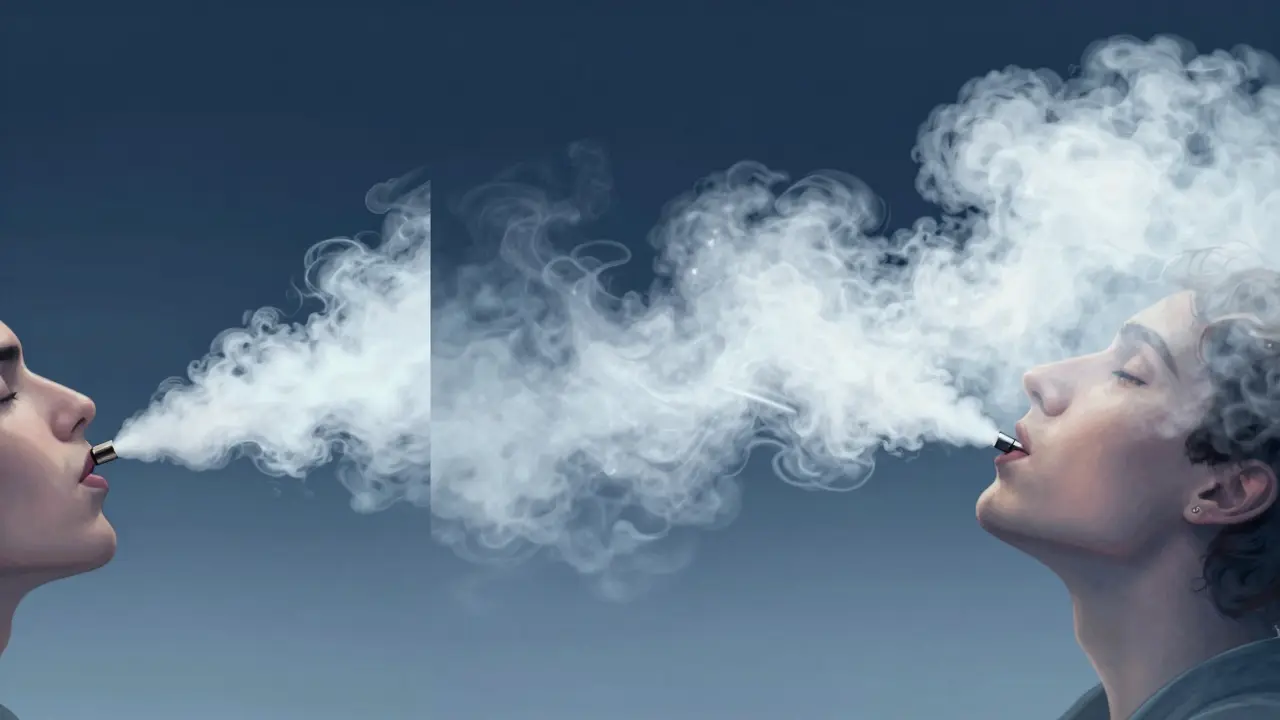 Illustration von drei verschiedenen Zuggewohnheiten und Dampfmengen beim Vaping