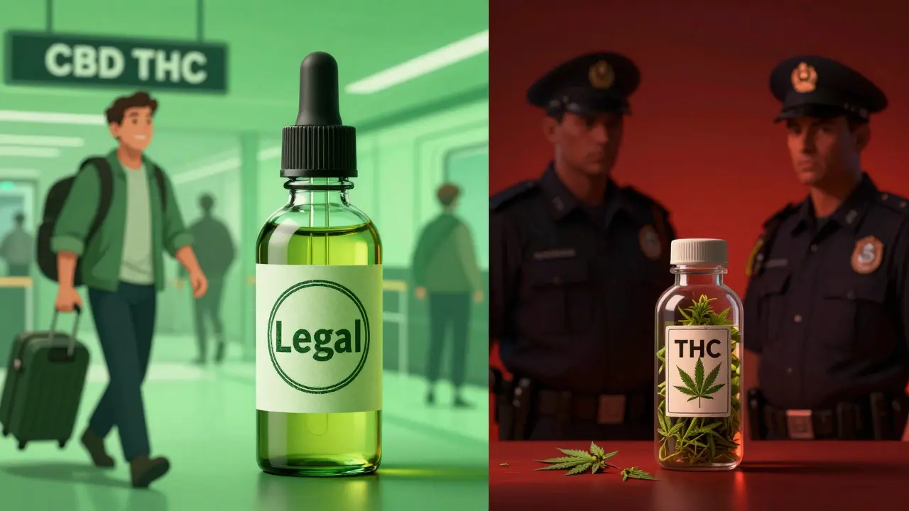 Kontrastbild: Legales CBD vs. konfisziertes Cannabis am Zoll