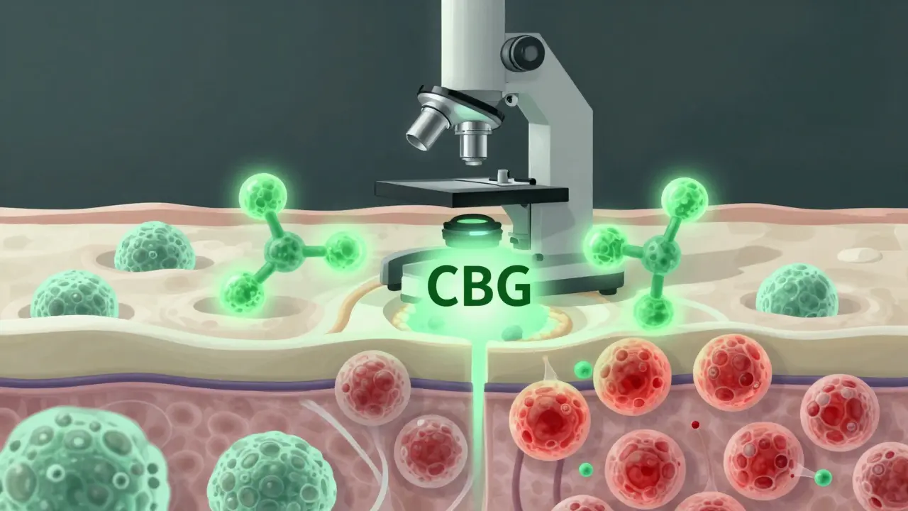 Abstrakte Darstellung der entzündungshemmenden Wirkung von CBG