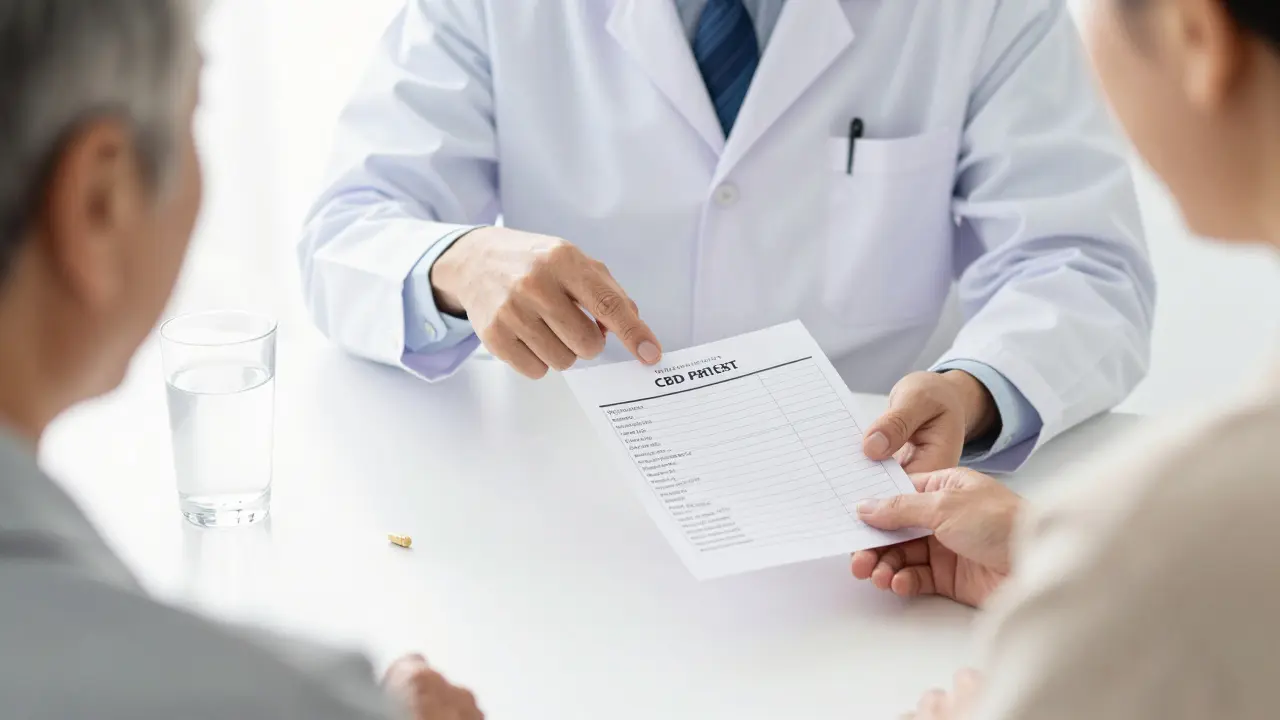 Apotheker berät Patienten über Wechselwirkungen mit CBD