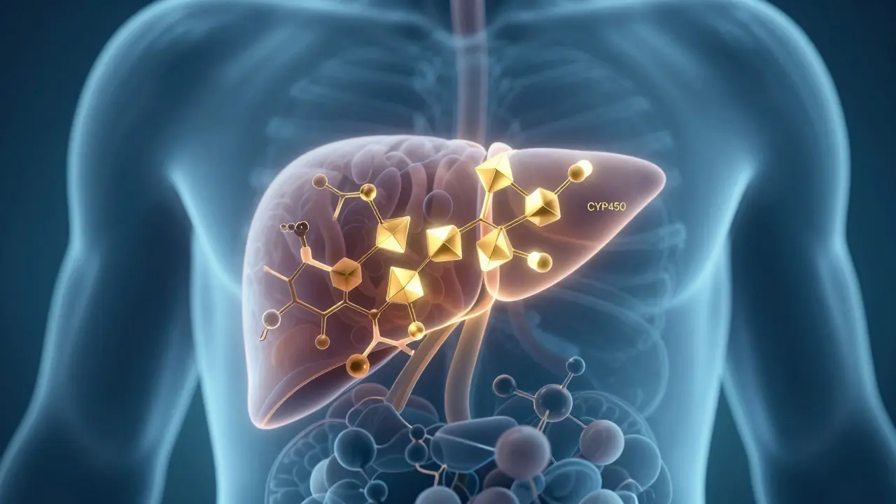 Konzeptionelle Darstellung der Leberenzyme und CBD-Wechselwirkungen
