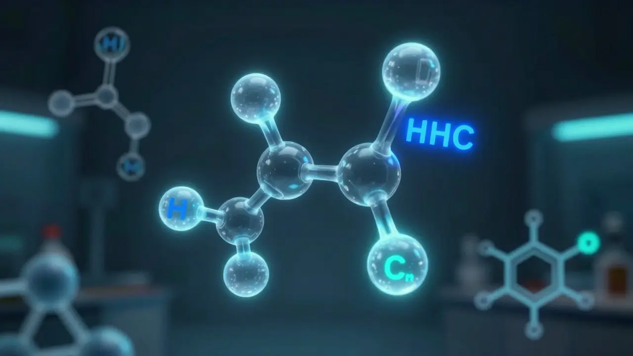 Molekülstruktur von HHC im Labor-Stil