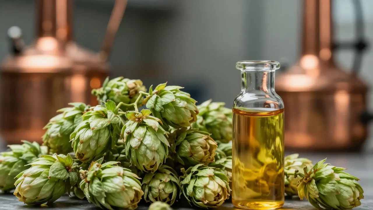 Hopfen und extrahiertes Öl in einer Brauerei-Werkstatt
