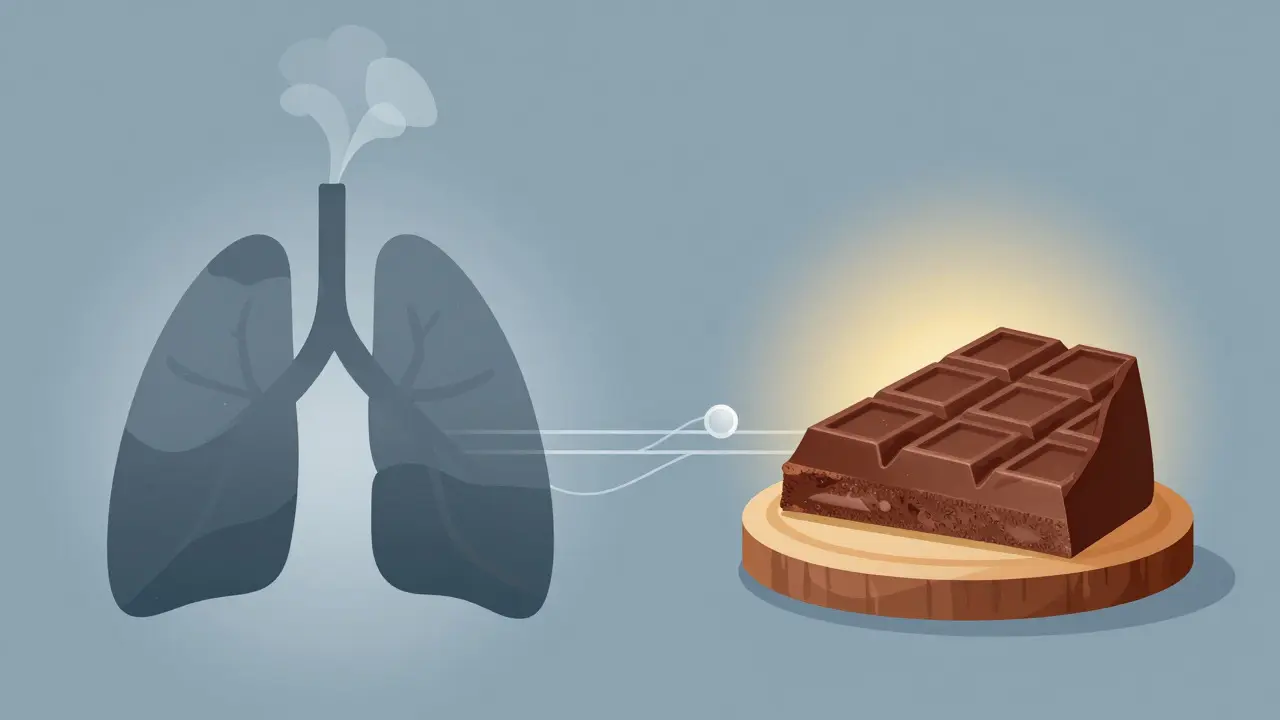 Konzeptionelle Illustration: Rauch versus Schokolade zur Wirkungsdarstellung
