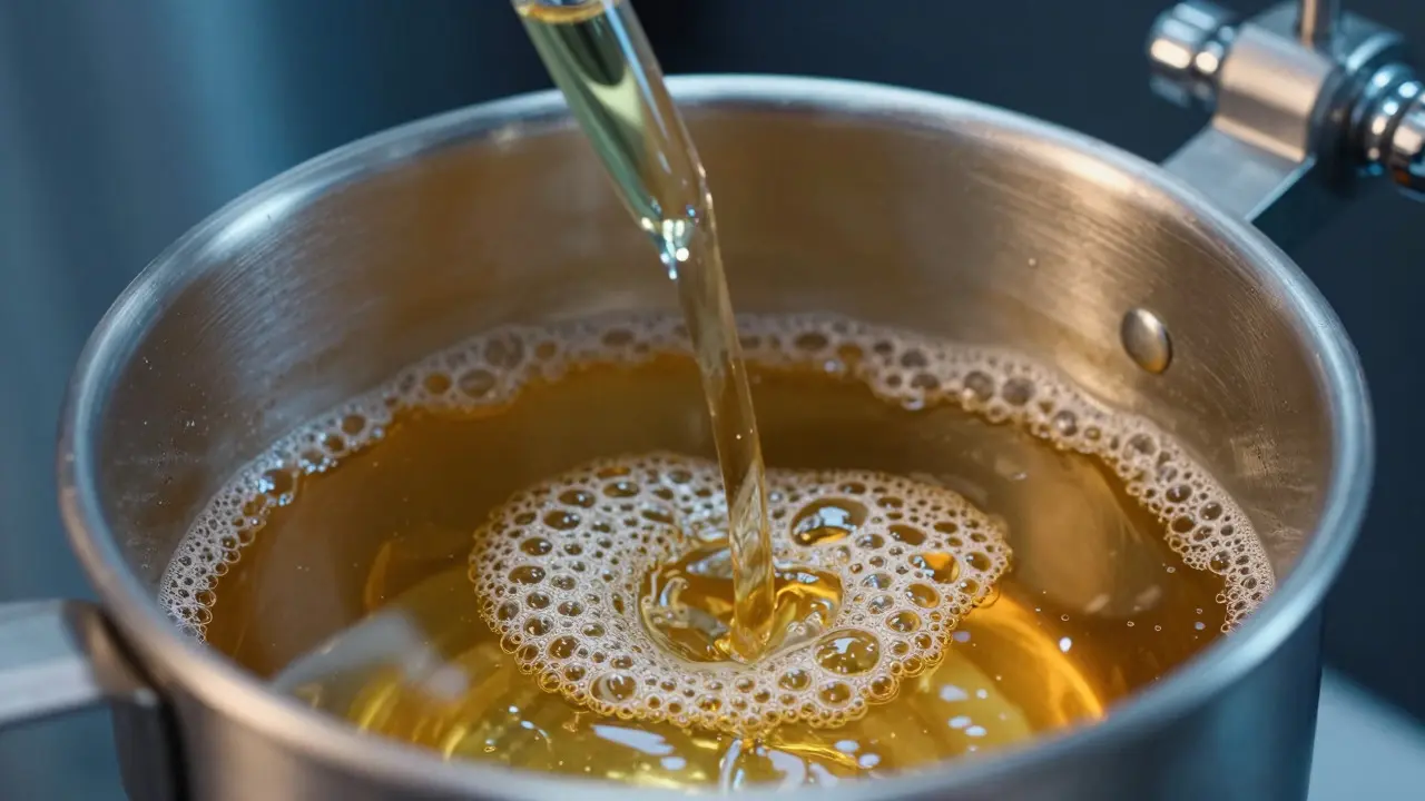 Nahaufnahme: CBD-Öl wird in Bier gekocht
